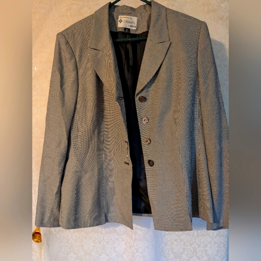 Kasper for Dillards Black & White Checked Blazer Sz.12‎